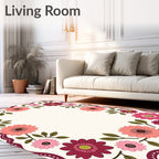 Whimsical Flowers With Pretty Border Design Rug
