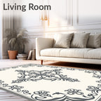 Classic Damask Floral Scrollwork Pattern Rug