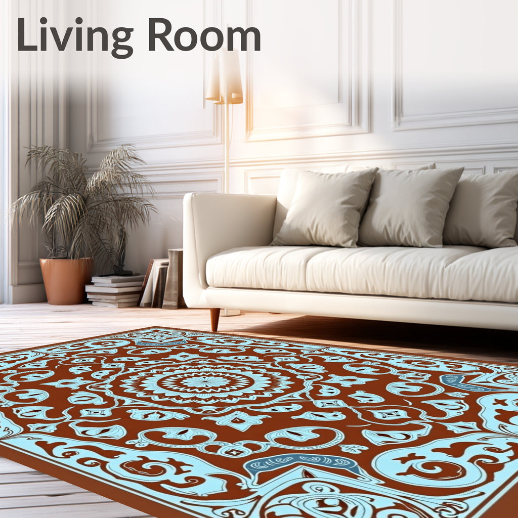 Intricate Floral Medallion Arabesque Pattern Rug