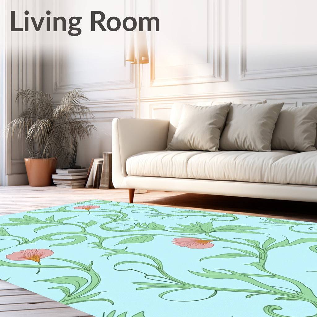 Pastel Floral Vine Pattern Rug