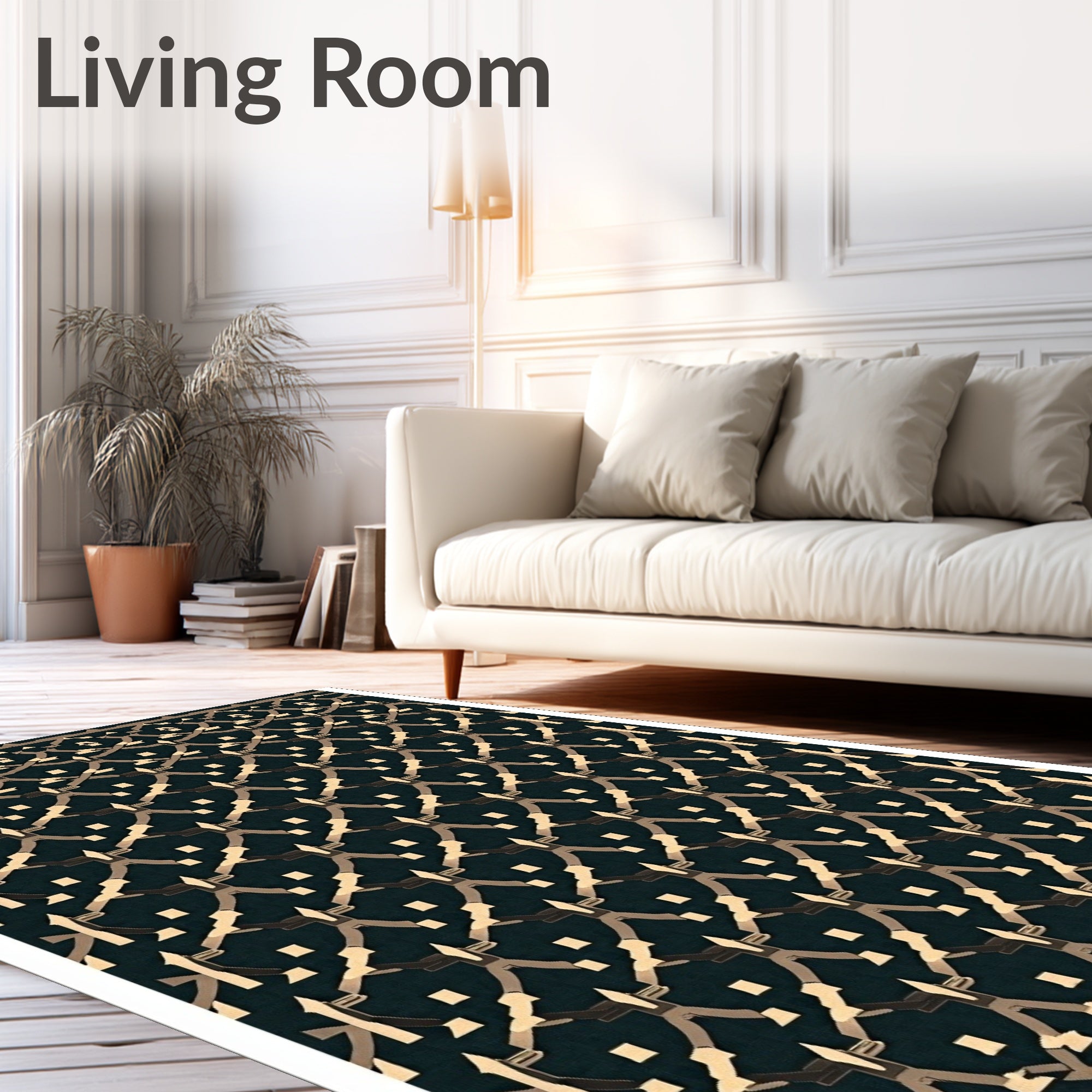 Classic Interlocking Diamond Geo Pattern Rug