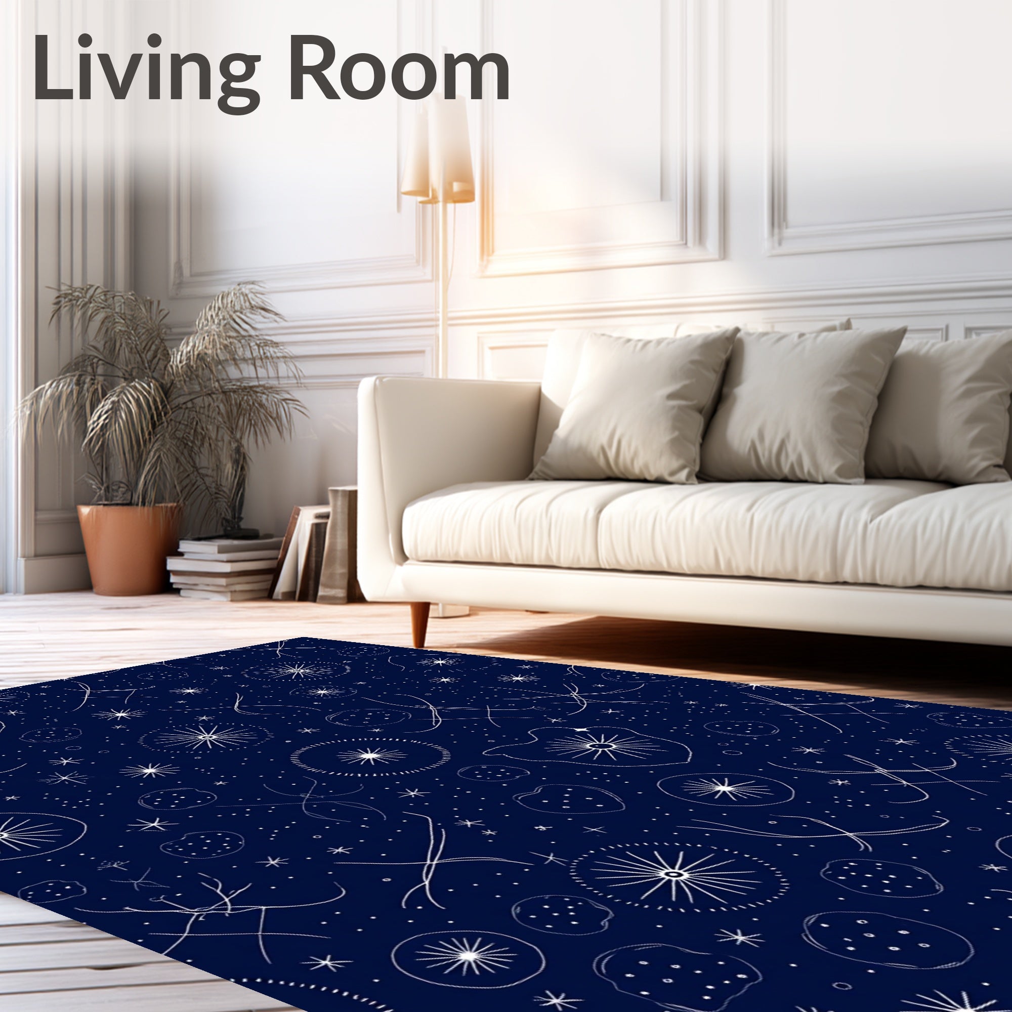 Celestial Starburst Dot Pattern Rug
