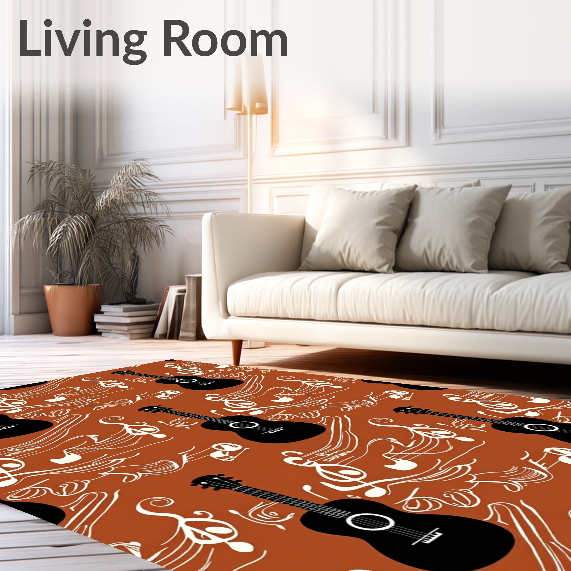 Musical Guitar Notes Pattern Rug