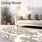 Elegant Damask Scroll Pattern Rug
