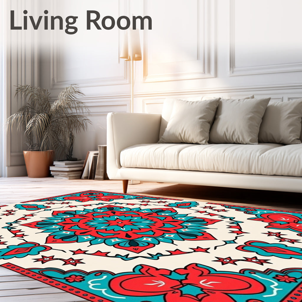Bold Floral Mandala With Stars Rug