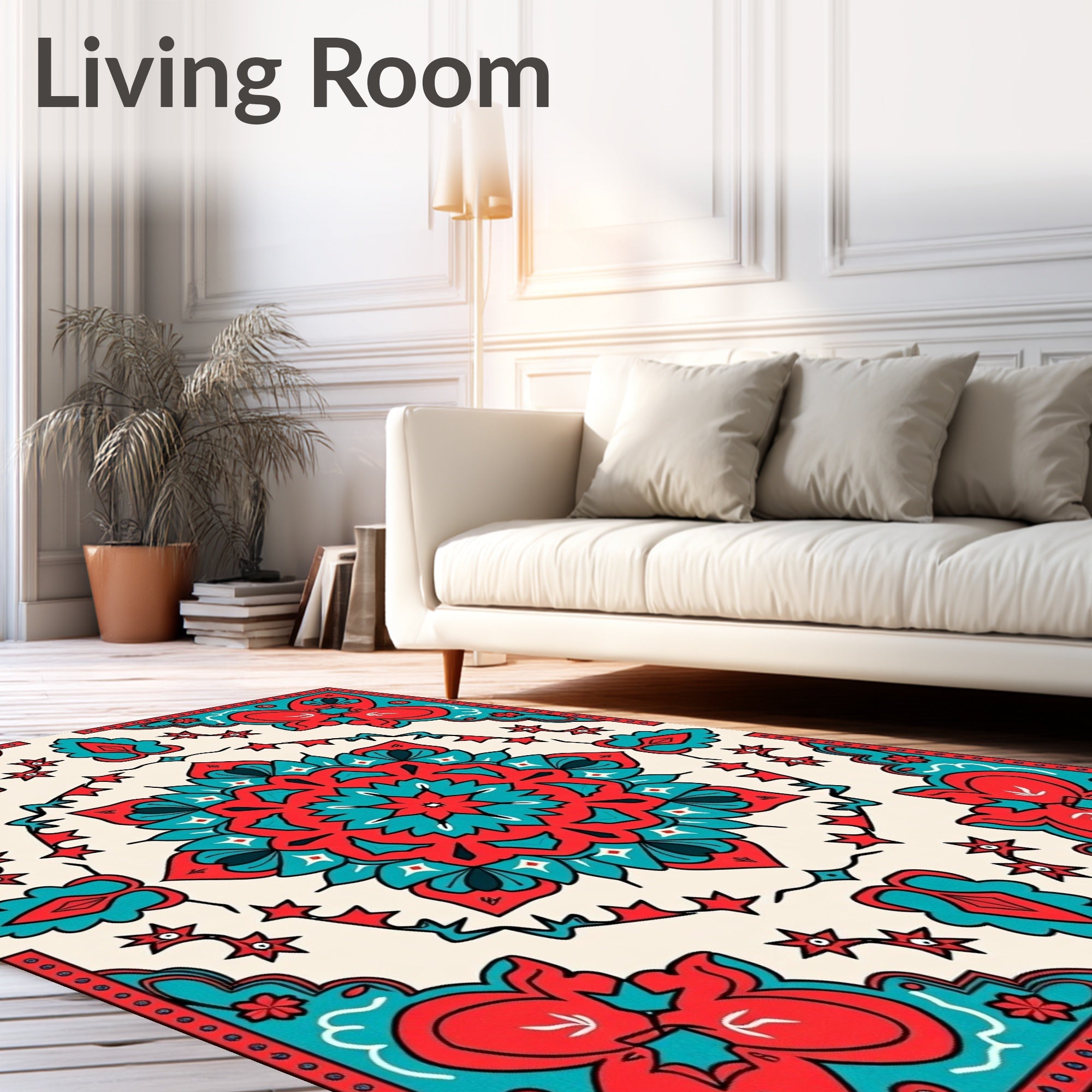 Bold Floral Mandala With Stars Rug