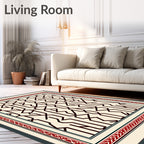 Intricate Geometric Red Border Rug