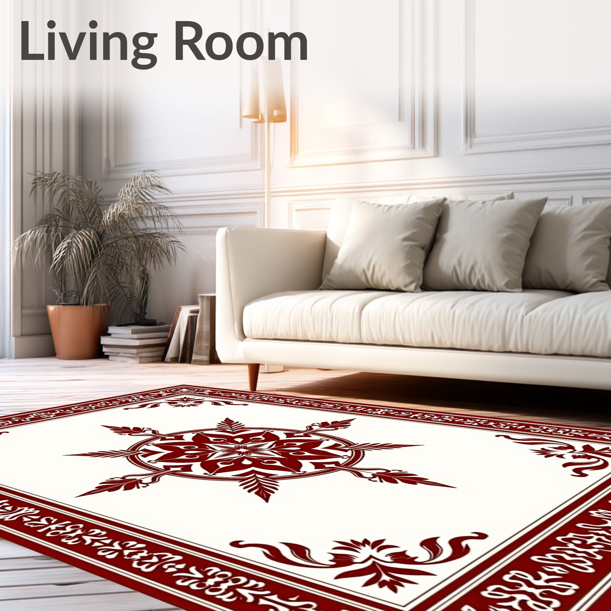 Classic Red Central Medallion Border Rug