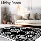 Black White Ornate Floral Mandala Rug
