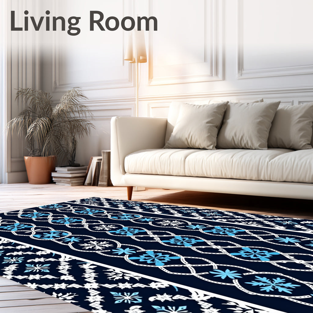 Nordic Snowflake Geometric Pattern Rug