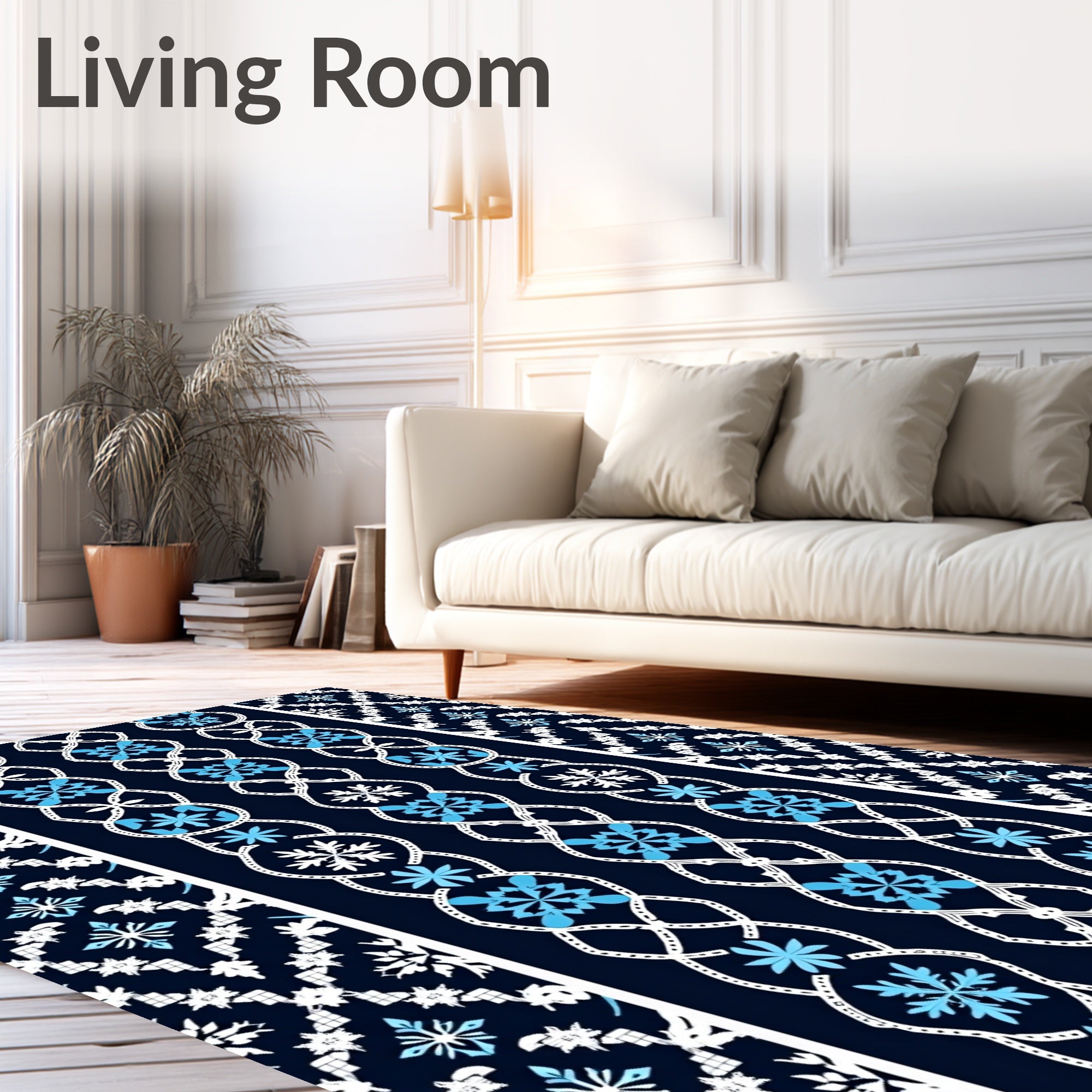 Nordic Snowflake Geometric Pattern Rug