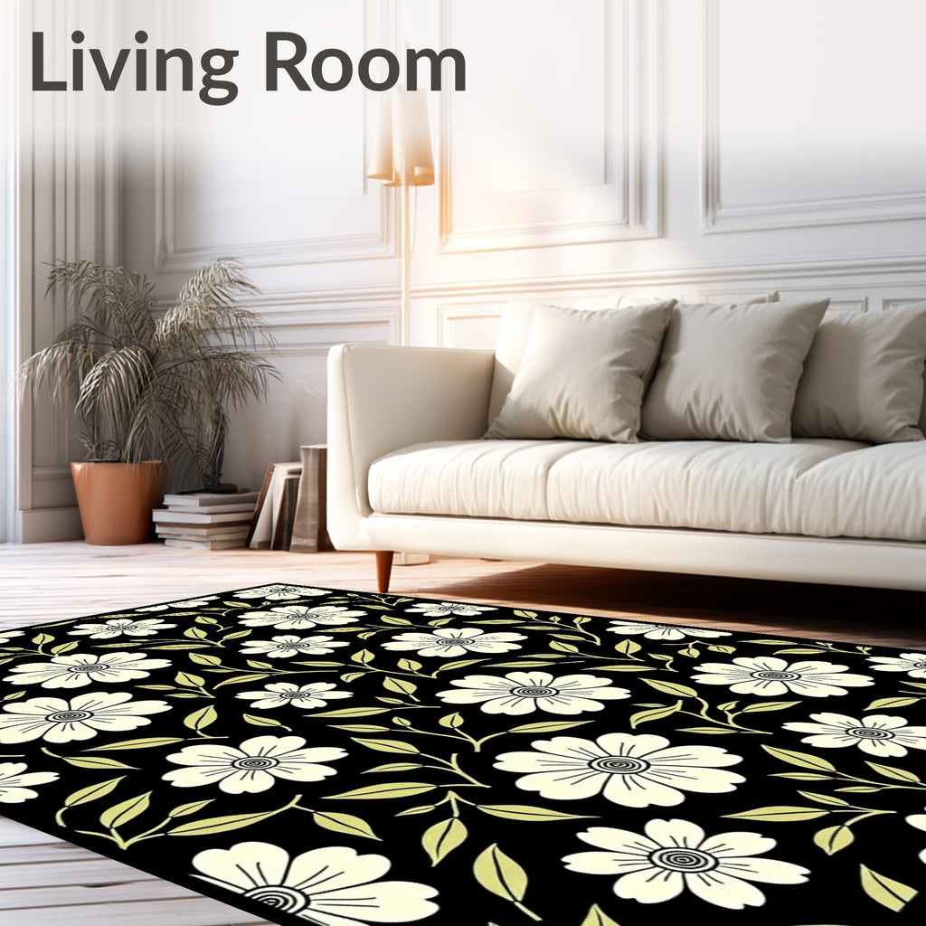 Floral Pattern With Green Vines Rug