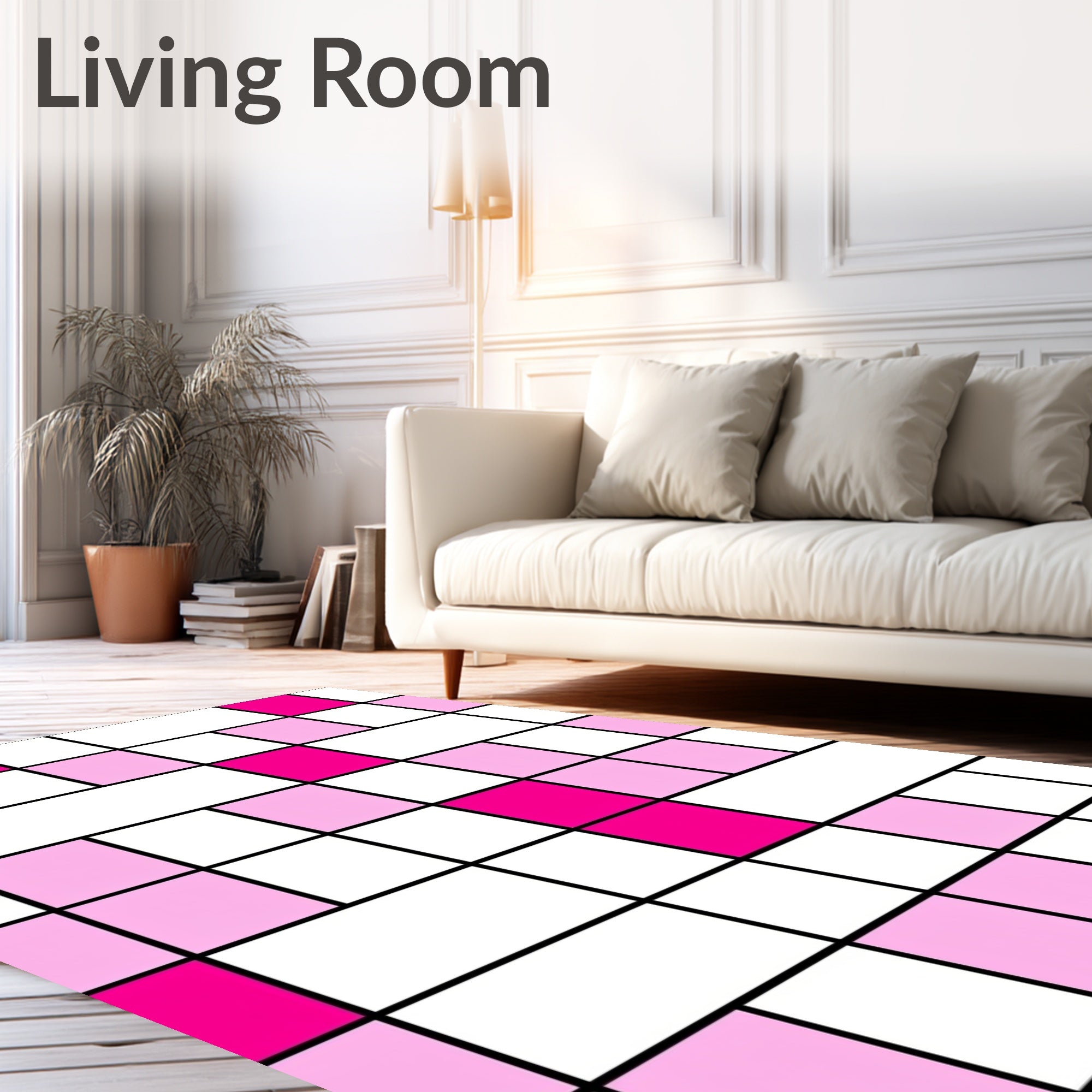 Geometric Squares With Pink Hues Rug