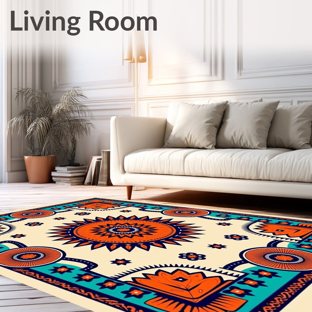Vibrant Sunburst floral Patterned Rug