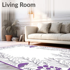 Purple Mushroom Leaf Border Design Rug