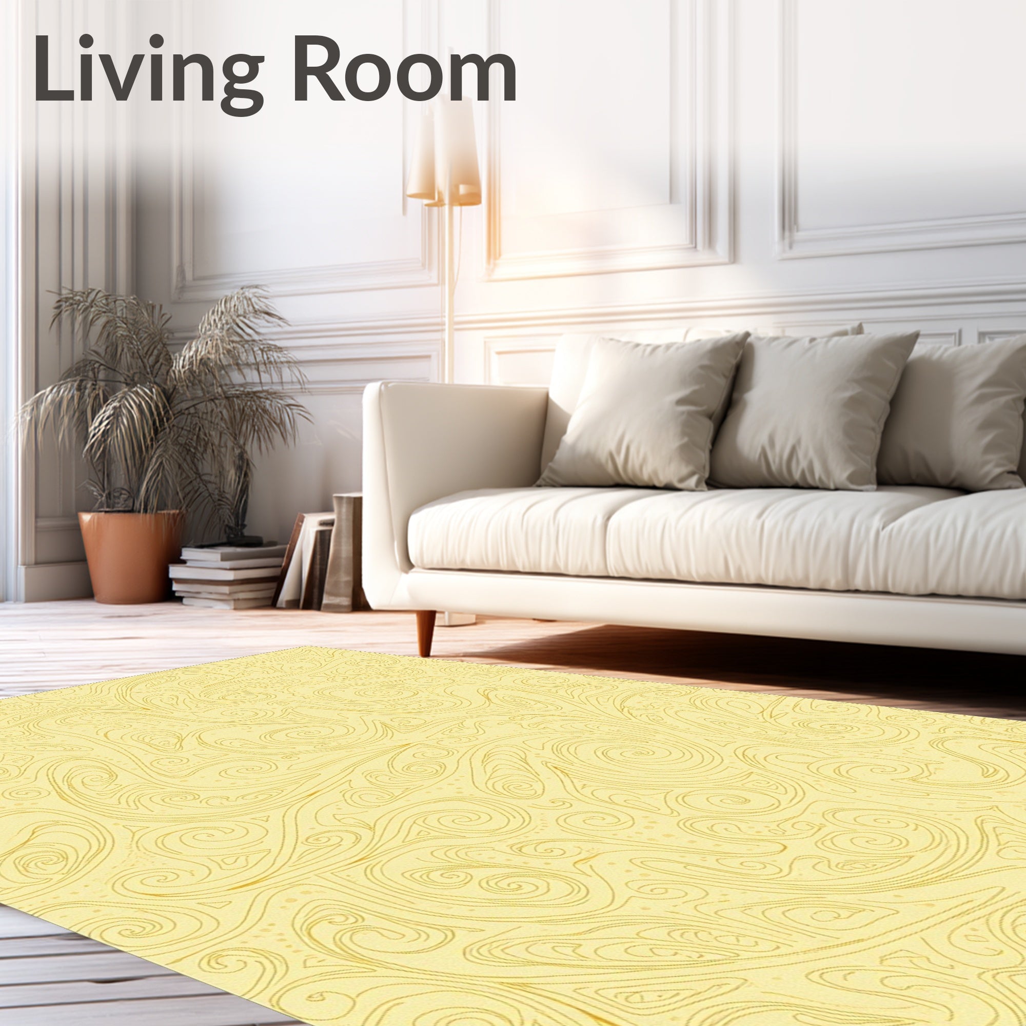 Abstract Swirl Pattern Golden Rug
