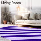 Bold Purple Diagonal Stripes Rug