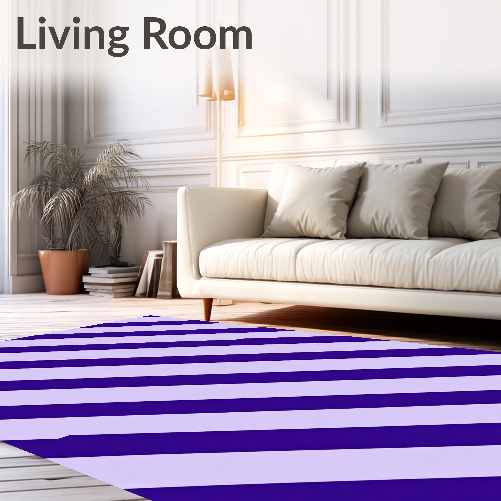 Bold Purple Diagonal Stripes Rug