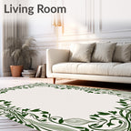 Art Nouveau Dark Green Floral Border Rug
