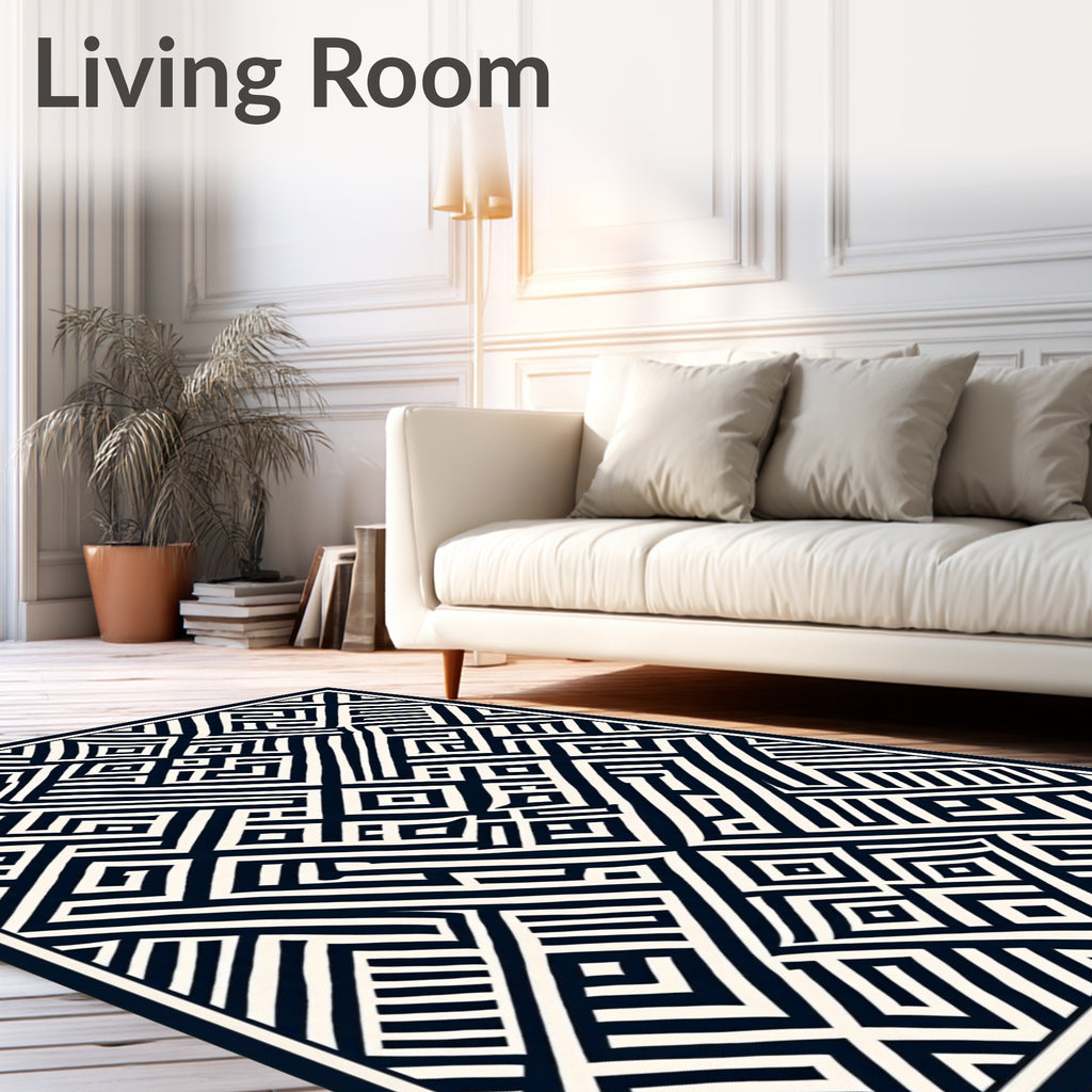 Bold Geometric Maze Pattern Rug