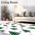 Festive Deep Green Pine Trees Rug