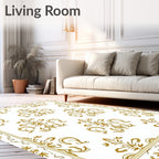 Gold Vintage Floral Flourish Pattern Rug
