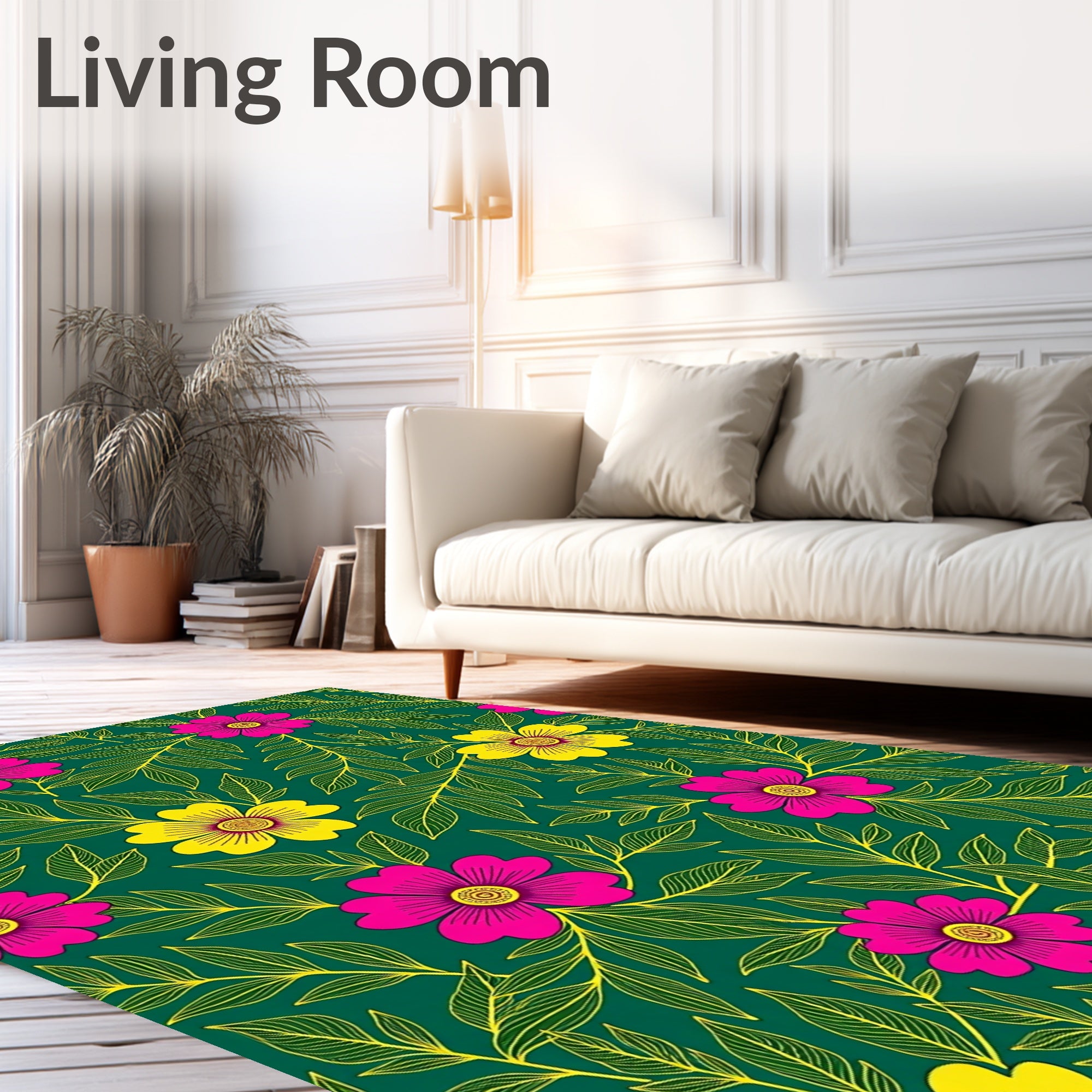 Vibrant Floral Branches Pattern Rug