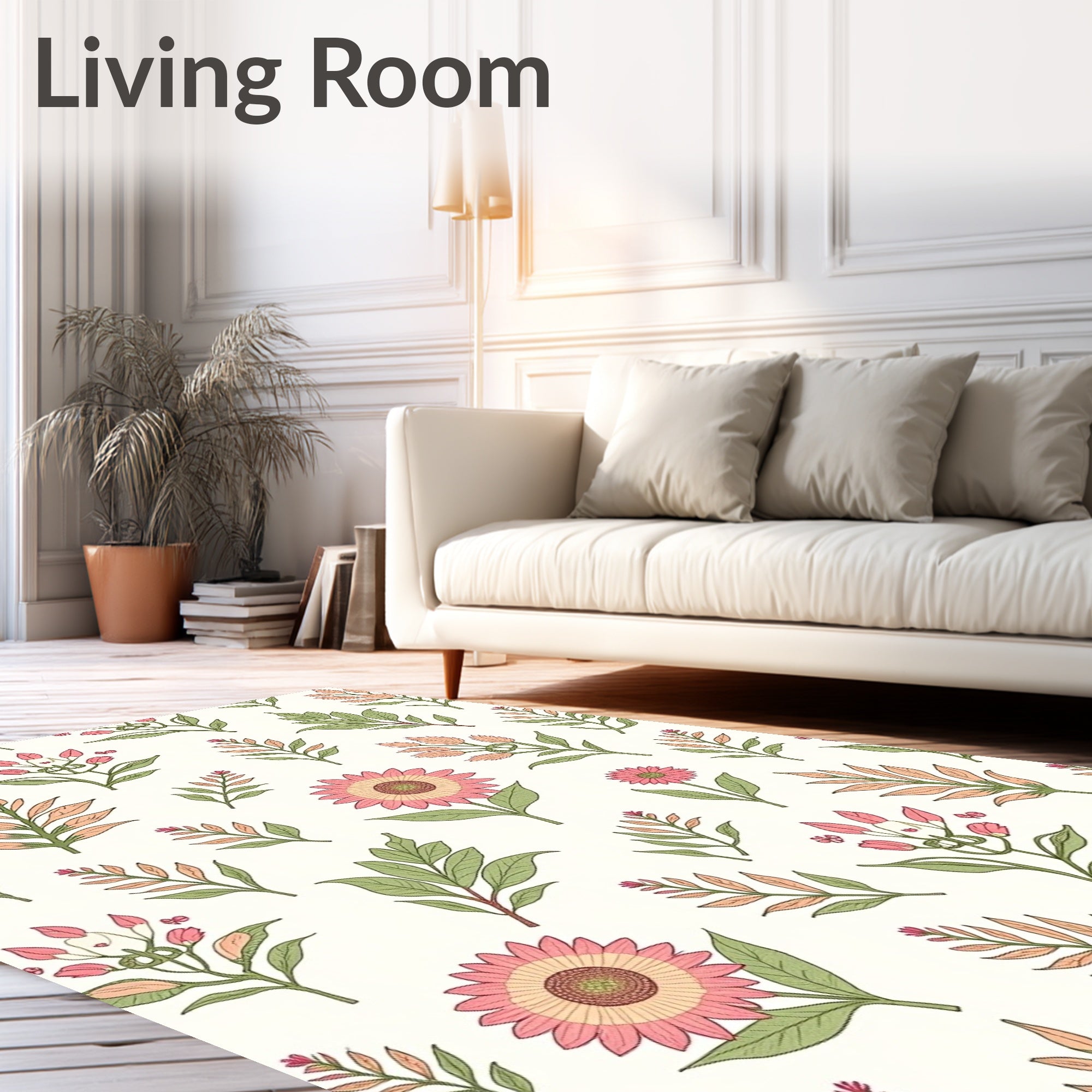 Vintage Floral Botanical Art Rug