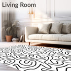 Abstract Swirls Organic Line Art Pattern Rug