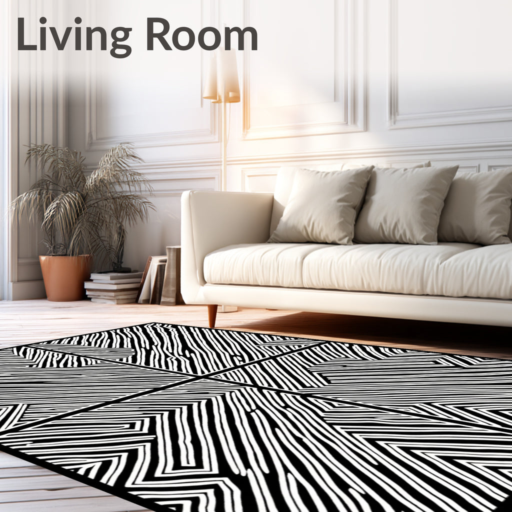 Monochrome Bold Diagonal Stripe Pattern Rug