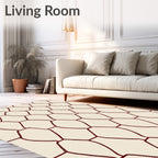Crimson Geometric Network Pattern Rug