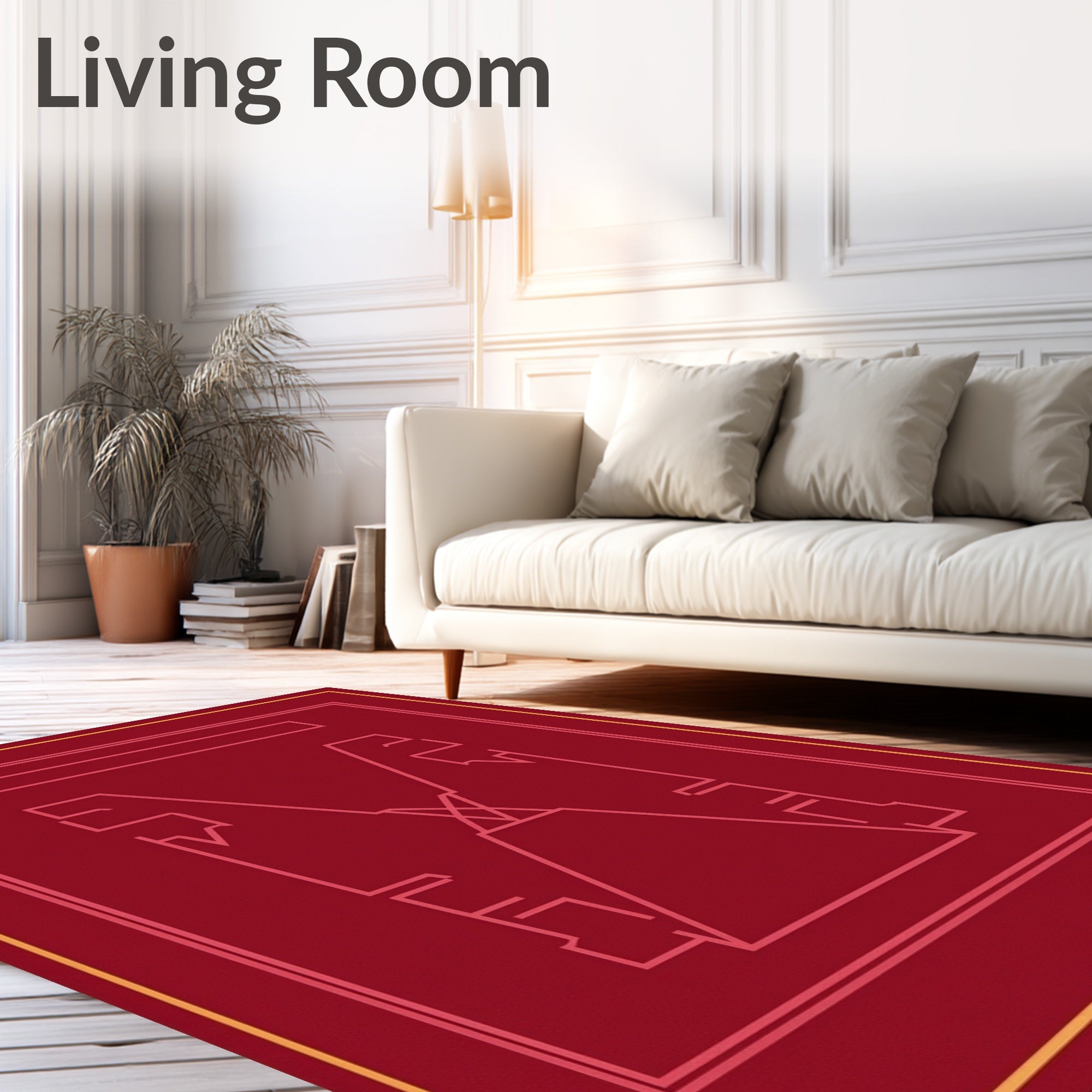 Geometric Diamond Abstract Red Design Rug