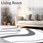 Abstract Gray Wave Pattern Rug