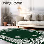 Intricate Floral Medallion Arabesque Border Rug