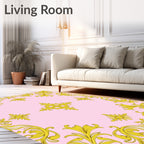 Gold Baroque Floral Pattern Rug