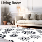 Floral Sunburst Tattoo Style Design Rug