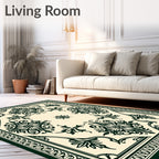 Dark Green Floral Classic Pattern Rug