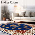 Elegant Blue Floral Medallion Pattern Rug