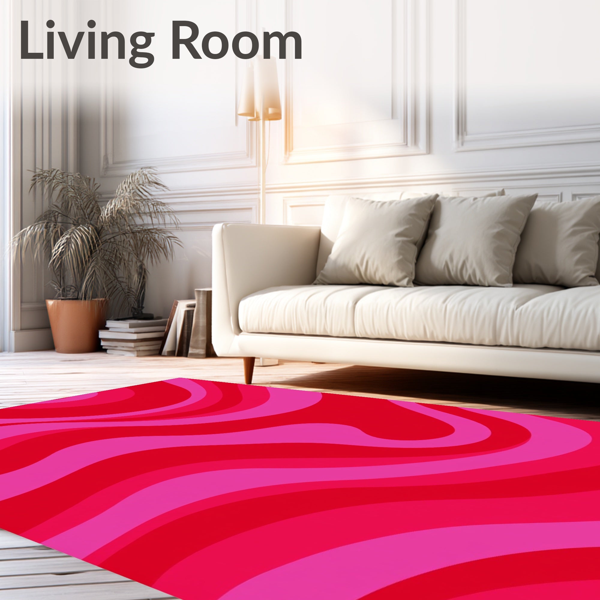 Retro Waves Red Pink Pattern Rug