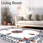 Ornate Floral And Leaf Border Rug