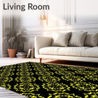Mandala Yellow Black Repeating Medallion Rug