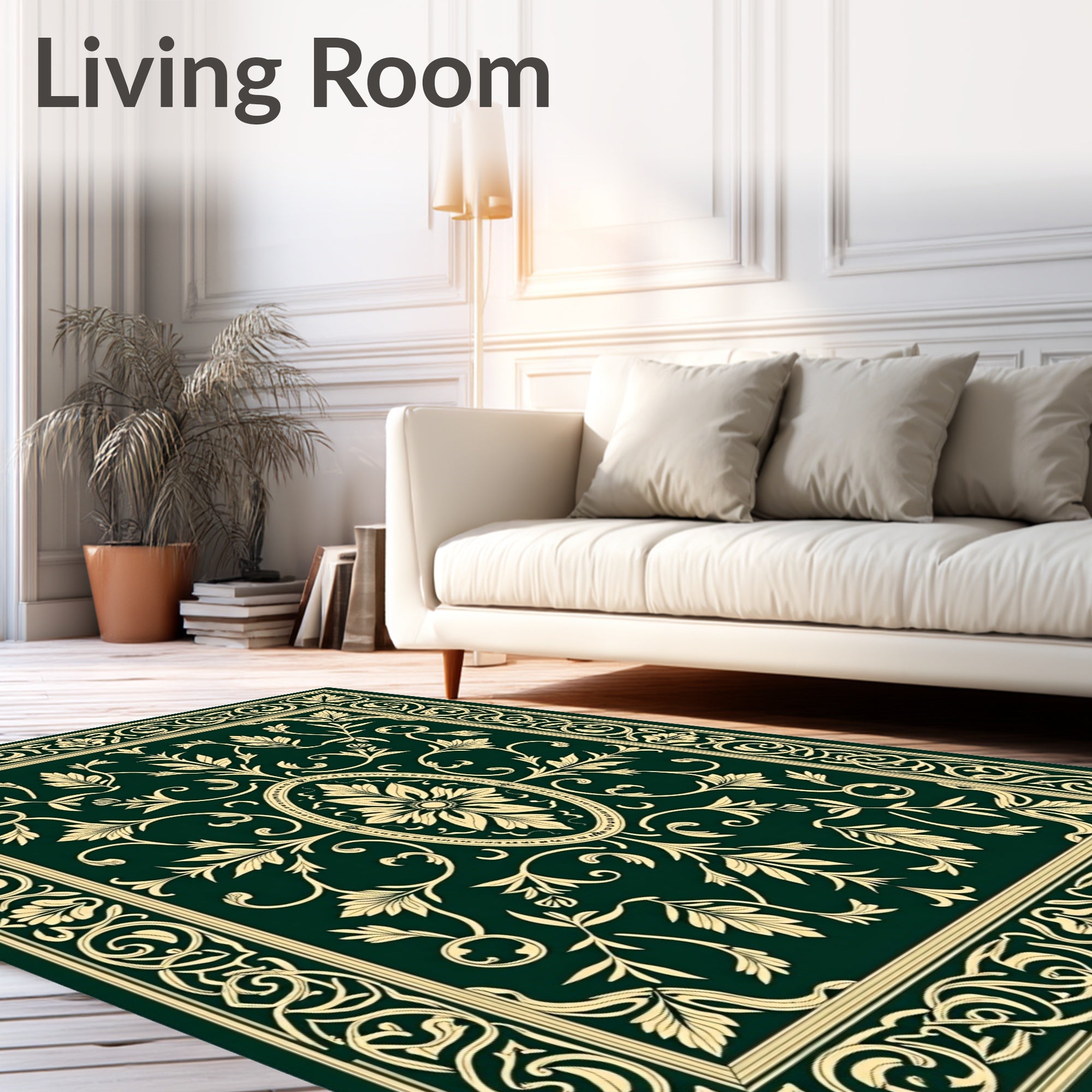 Ornate Floral Scroll Motif Rug