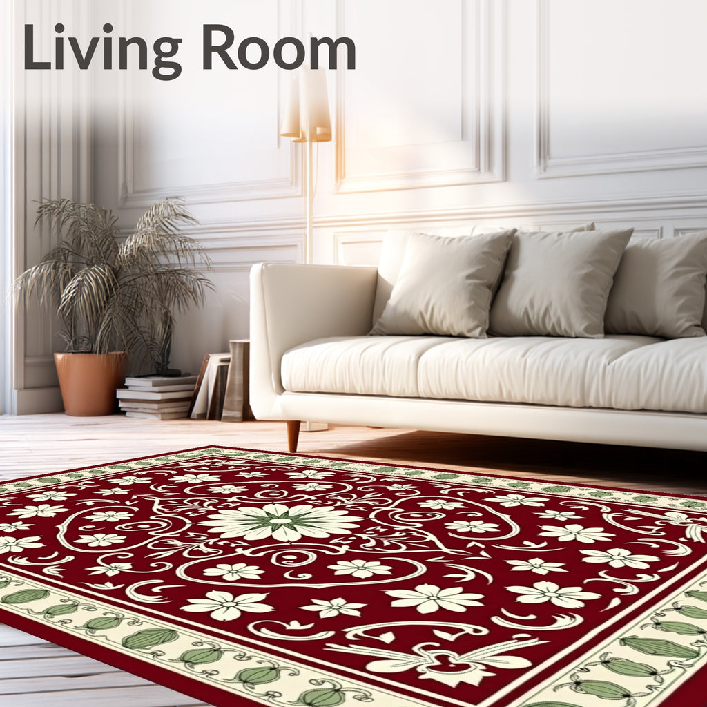 Ornate Floral Vine Inspired Medallion Rug