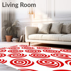 Bold Red Swirl Circles Rug