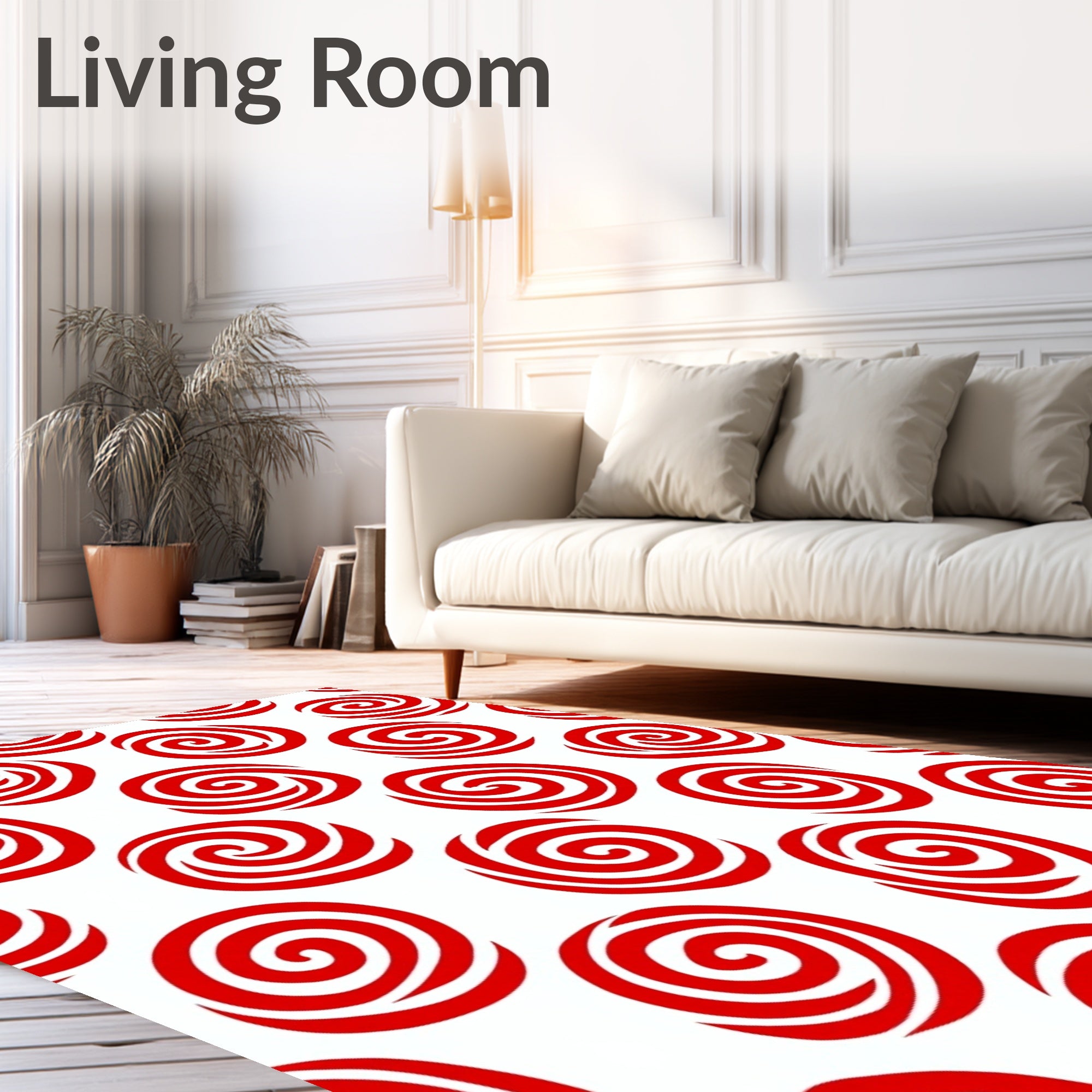Bold Red Swirl Circles Rug
