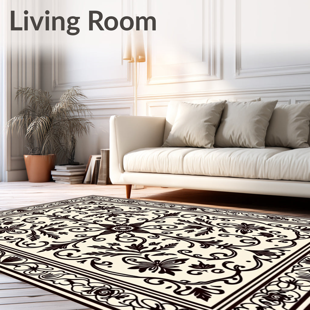Ornate Floral Scrollwork Design Rug
