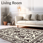 Ornate Floral Scrollwork Design Rug