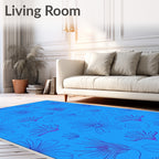 Blue Floral Outline Pattern Design Rug
