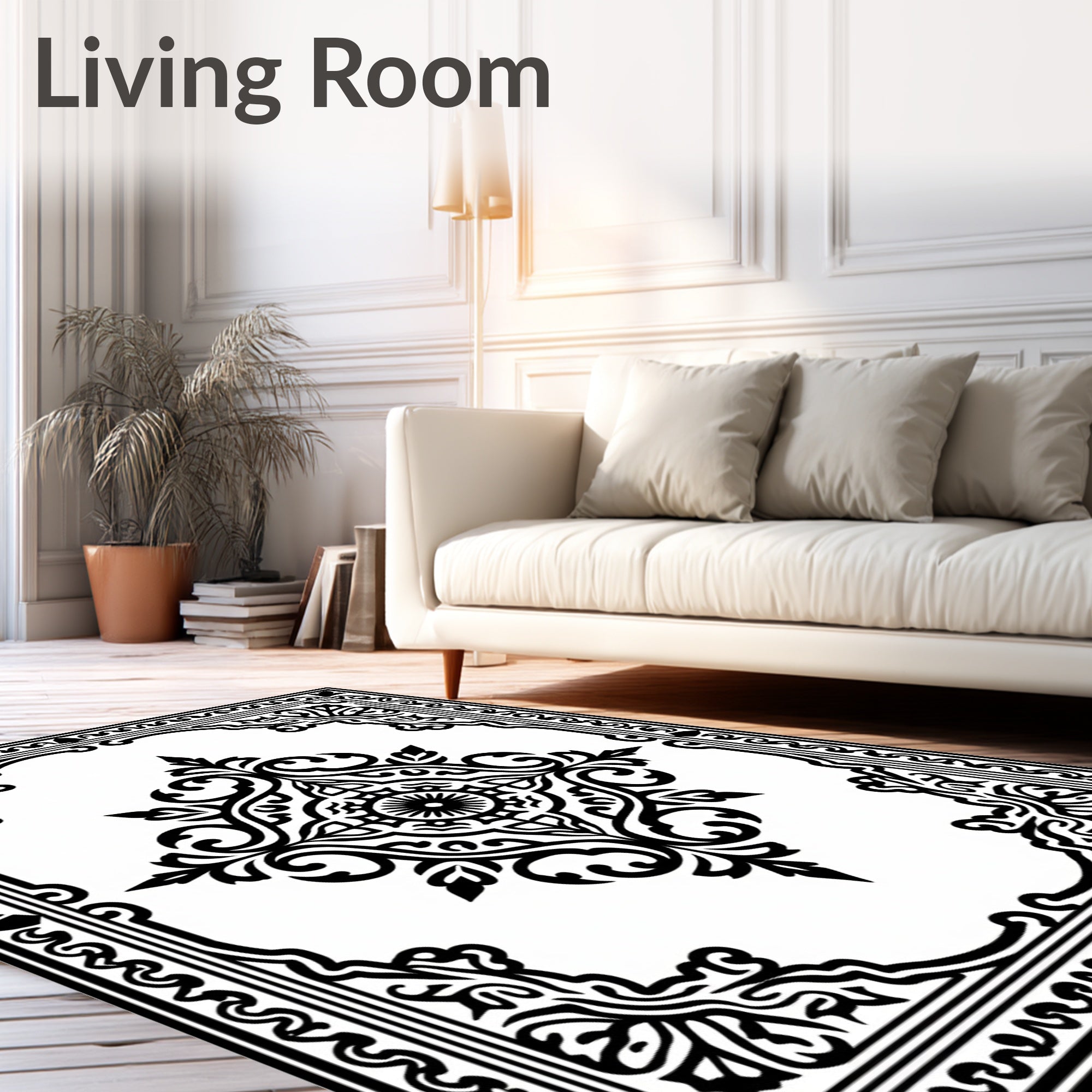 Intricate Paisley Border Design Rug