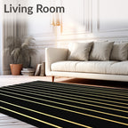 Minimalist Black Gold Stripes Rug